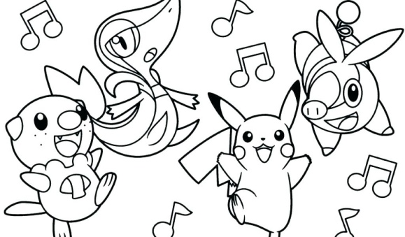 Hình ảnh tranh tô màu Pokemon Pikachu và những người bạn