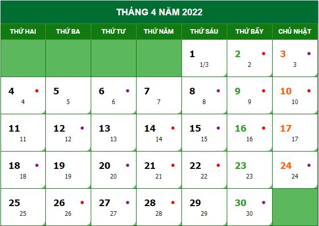 Lịch âm 2022