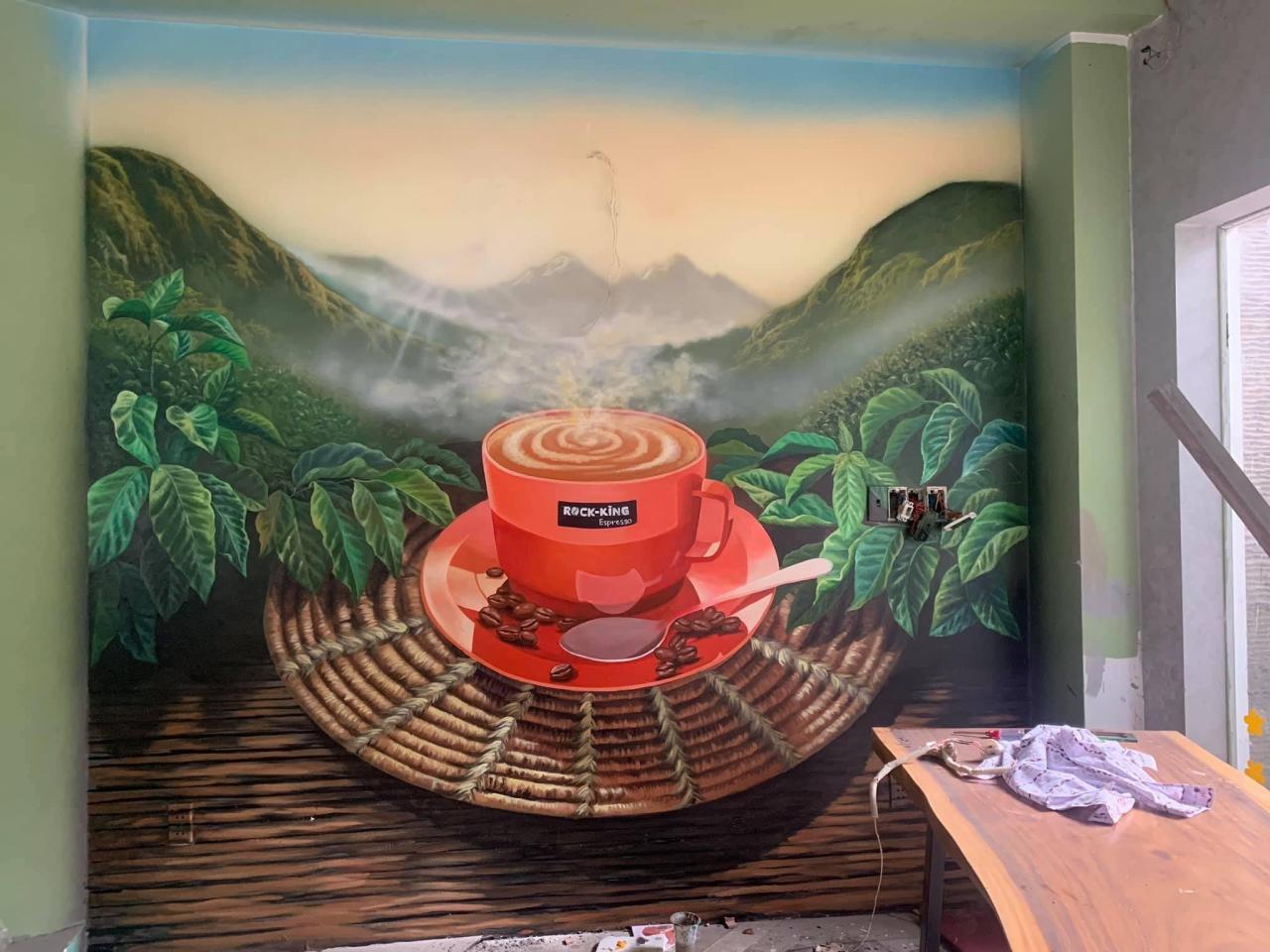 Vẽ tranh tường quán cafe giá tốt nhất tại Hà Nội Tạo không gian mới lạ
