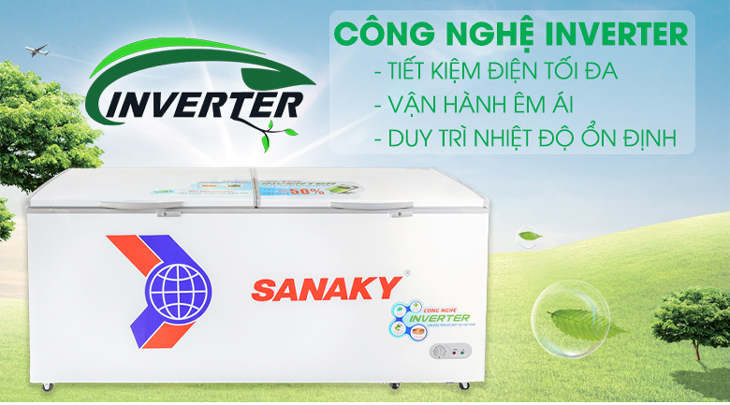 Tủ đông Sanaky Inverter 761 lít VH-8699HY3 được tích hợp công nghệ Inverter tiết kiệm điện hiệu quả.