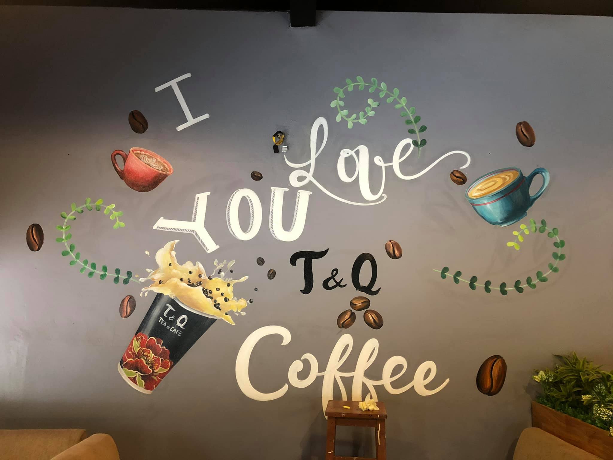 vẽ tranh tường chữ quán cafe