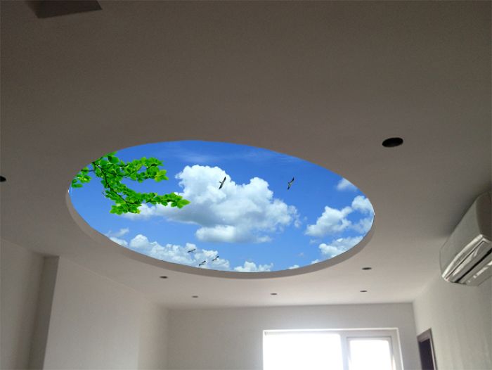 Mẫu trần mây phòng khách dạng hình tròn độc đáo
