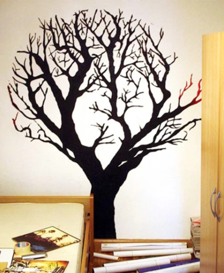 vẽ tranh tường hình cây