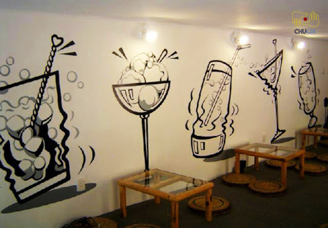 vẽ tranh tường quán trà sữa đẹp
