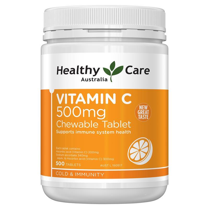 MẪU MỚI] Vitamin C Healthy Care 500mg viên nhai chính hãng Úc