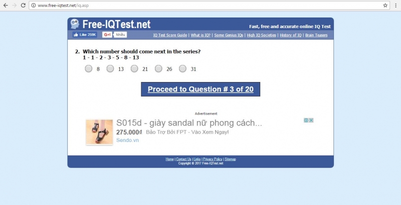 Một câu hỏi IQ tại free-iqtest.net
